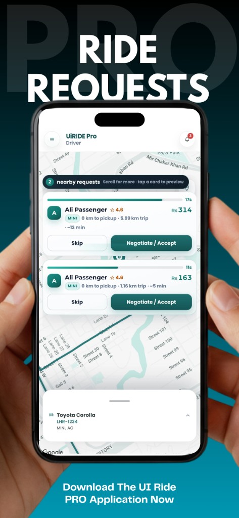 About UiRIDE open source ride hailing — driver ride requests screen